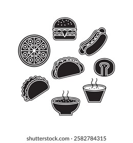 Food and drink black icon set