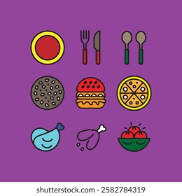 Food and drink black icon set