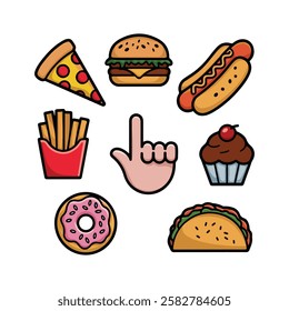 Food and drink black icon set