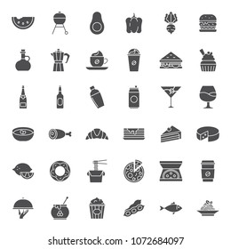 Food and drink black solid icons set.