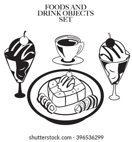 food drink black white set B