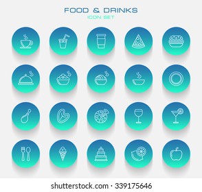FOOD & DRINK - Blue Round Buttons