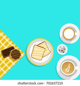 Food and drink, breakfast concept with coffee and sandwich.