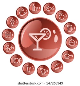 Food and drink button set