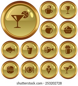 Food and drink button set