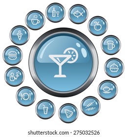 Food and drink button set