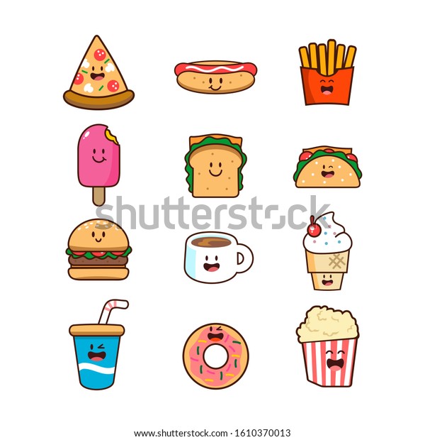 Food Drink Cartoon Clipart Vector Stock Vector (Royalty Free) 1610370013
