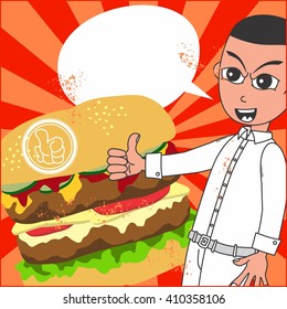 food and drink cartoon guy promotion