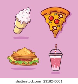 Food and Drink Cartoon Vector Icon Illustration design. Breakfast Food Icon Concept Isolated Premium Vector. Flat Cartoon Style