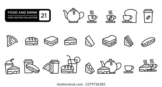 food and drink collection. icons,,bread,coffee,tea,teapot,drinks,bread,which can be easily edited and resized,logo templates,modern vector graphics