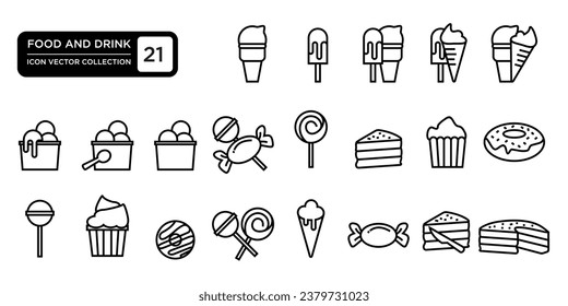 food and drink collection. icons,ice cream,bread,sweets,donuts, which can be easily edited and resized, logo templates, modern vector graphics