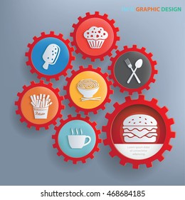 
Food and drink concept design,gear info graphic,vector