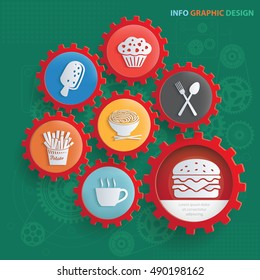 
Food and drink concept design,gear info graphic,vector