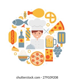 Food and drink, cooking abstract flat style vector illustration
