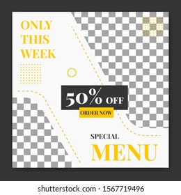 food, drink, and culinary sale banner template for social media post