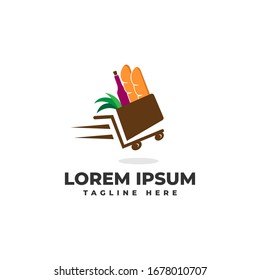 Ilustración del icono vector del logotipo de entrega de alimentos y bebidas