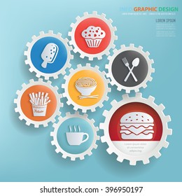Food and drink design,gear info graphic on clean background,vector