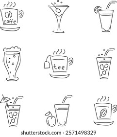 food and drink doodle icons