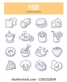 Food & drink doodle vector icons for website and printing materials