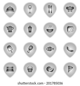 Food and drink drop Monochrome button and icon set