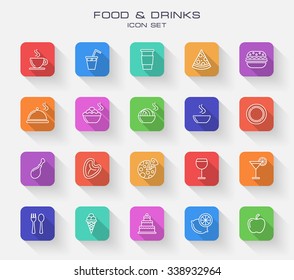 FOOD & DRINK - Flat Color Rectangular Buttons