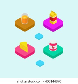 food and drink flat isometric icons