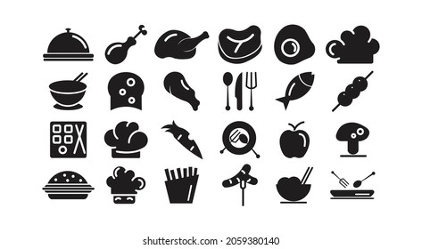  food and drink flat logo icon set,restaurant menu healtyhy