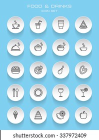 FOOD & DRINK - Flat White Round Buttons
