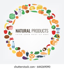 Food and Drink. Fruits and vegetables. Healthy eating concept. Vector illustration