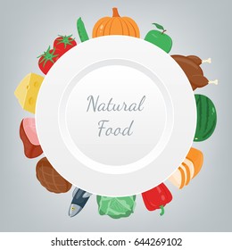 Food and Drink. Fruits and vegetables. Healthy eating concept. Vector illustration