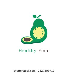 Food and drink hand drawn flat healthy food logo Free Vector