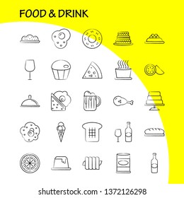 Food And Drink Hand Drawn Icon for Web, Print and Mobile UX/UI Kit. Such as: Kiwi, Food, Eat, Bakery, Bread, Food, Cake, Media, Pictogram Pack. - Vector