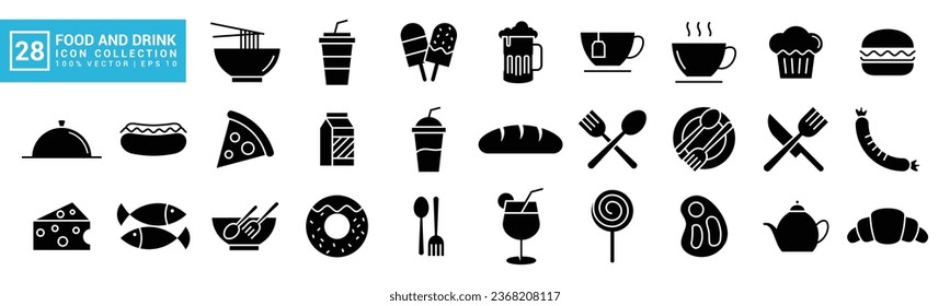 Food and drink icon collection, breakfast, delicious, nutritious, editable and resizable vector icons EPS 10