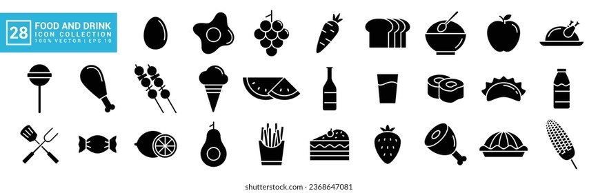 Food and drink icon collection, breakfast, delicious, nutritious, editable and resizable vector icons EPS 10