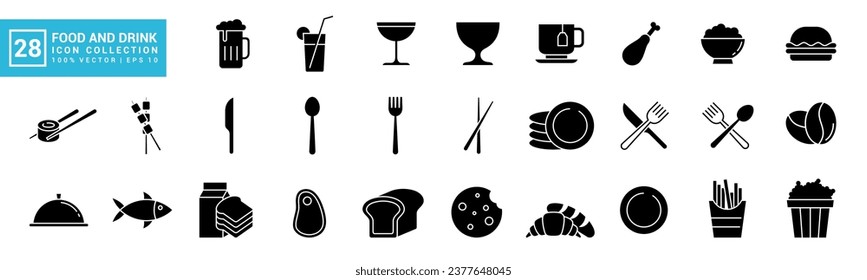 Food and drink icon collection, breakfast, delicious, nutritious, editable and resizable vector icons EPS 10