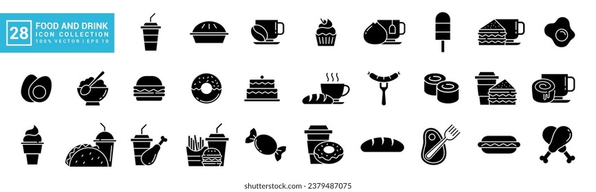 Food and drink icon collection, breakfast, delicious, nutritious, editable and resizable vector icons EPS 10.	