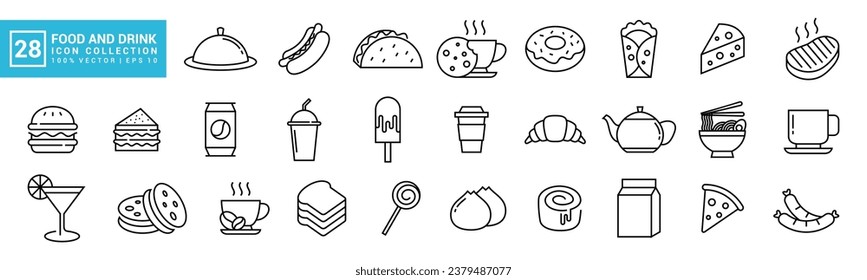 Food and drink icon collection, breakfast, delicious, nutritious, editable and resizable vector icons EPS 10.	