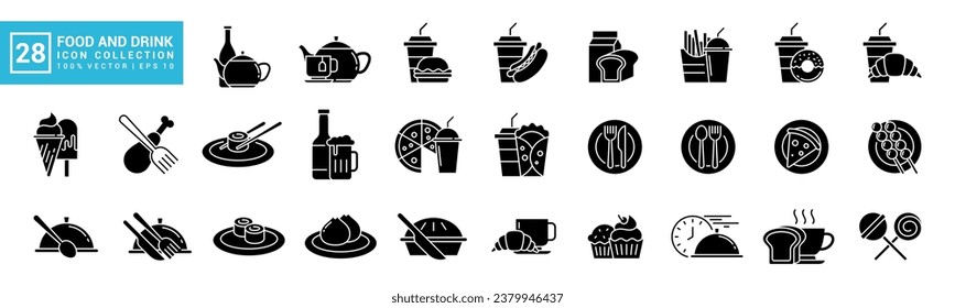 Food and drink icon collection, breakfast, delicious, nutritious, editable and resizable vector icons EPS 10.