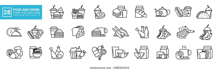 Food and drink icon collection, breakfast, delicious, nutritious, editable and resizable vector icons EPS 10.	
