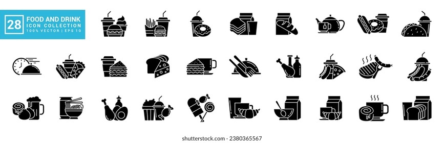 Food and drink icon collection, breakfast, delicious, nutritious, editable and resizable vector icons EPS 10.	
