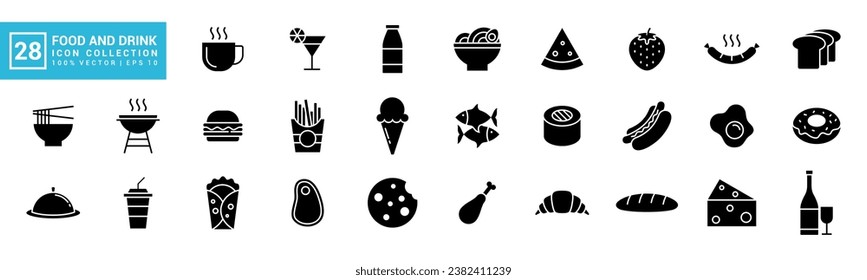 Food and drink icon collection, breakfast, delicious, nutritious, editable and resizable vector icons EPS 10.