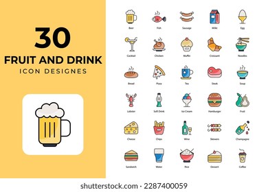 Food and Drink icon Collection, food icons, drinks icons, food and drink icons set, food icons, drink,