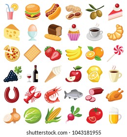 Food and drink icon collection - vector color illustration