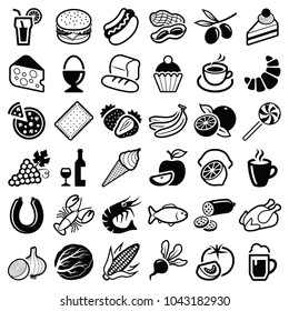 Food and drink icon collection - vector silhouette illustration