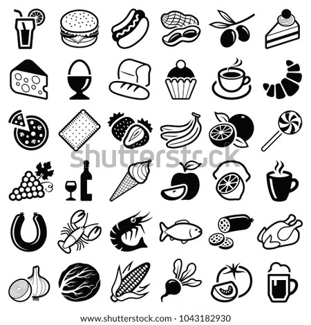 Food and drink icon collection - vector silhouette illustration
