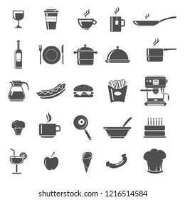 Food And Drink Icon Illustration Set silhouette.