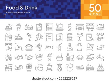 Food and Drink Icon Pack für Kochkunst, Rezepte und Restaurant Business Solutions