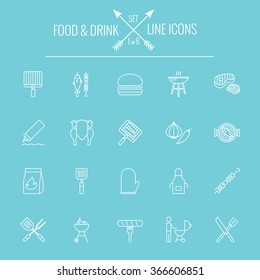 Juego de iconos de comida y bebida.