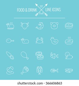Food and drink icon set.