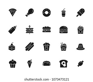 Food and drink icon set. Available in vector. Glyph style.